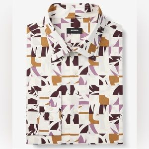 Express Slim Abstract Geo Stretch 1MX Dress Shirt - NWT